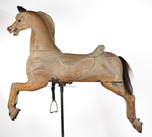 c. 1910 Carved Wooden Carousel Horse