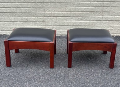 Pair Stickley Upholstered Ottomans