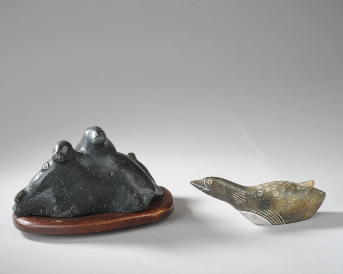Two Signed Inuit Stone Carvings (1 of 6)