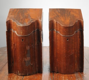 Pair Late 18th C. English Inlaid Knife Boxes