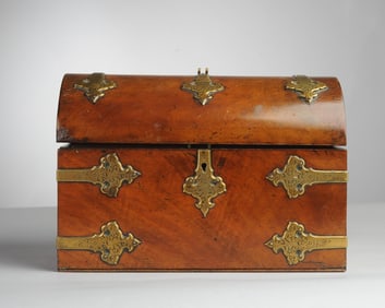 19th C. Brass Bound Tea Walnut Caddy / Letter Box