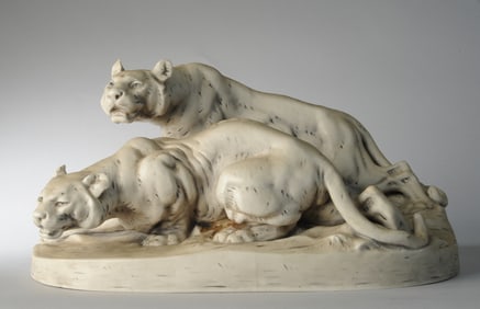 Otto Jarl for Royal Dux: Two Lionesses