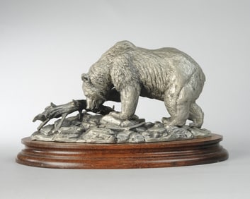 Grizzly Bear Audubon Pewter Sculpture, Glen Loates