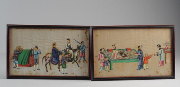 Pair 19th C. China Trade Paintings