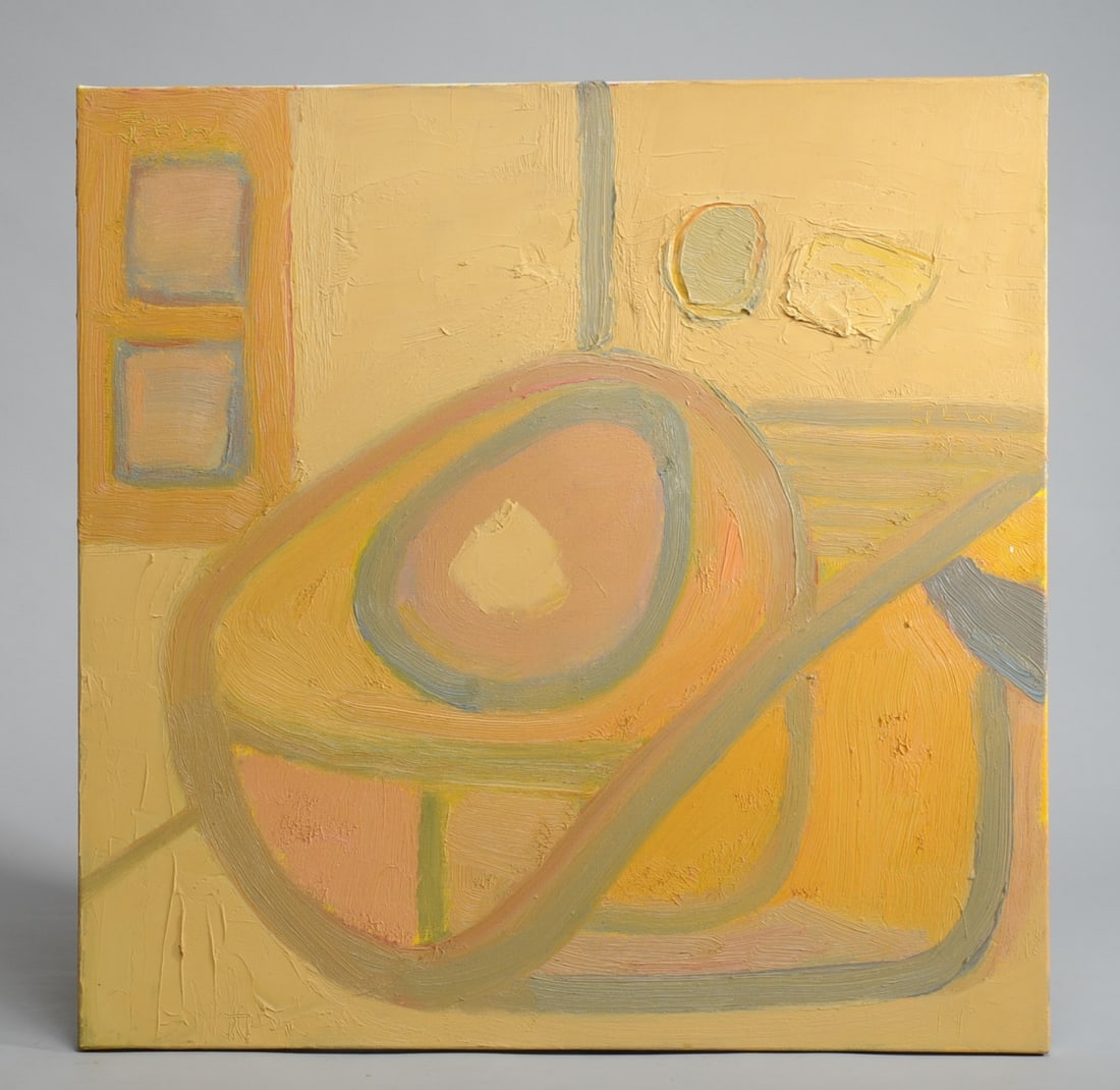 Jan Carl ter Weele (1935 - 2022) Oil on Canvas: "No. 48" oil on canvas by Jan Carl ter Weele (1935 - 2022), signed upper left, signed, titled and dated to verso, unframed. Approx. 20" x 20". Jan Carl ter Weele was born in the Netherlands and immigr