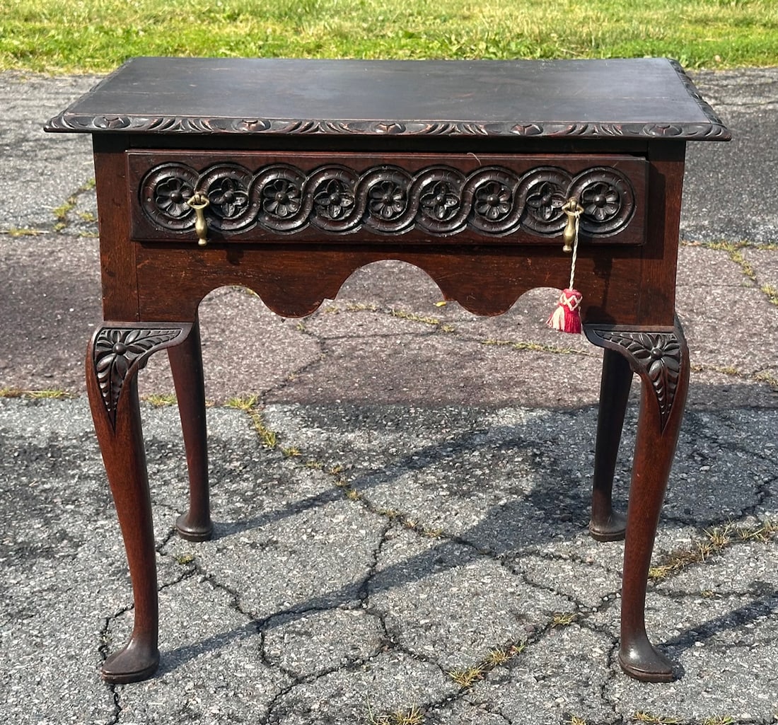 18th C. Oak Table with Victorian Carvings (1 of 9)