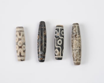 Four Antique Dzi Beads
