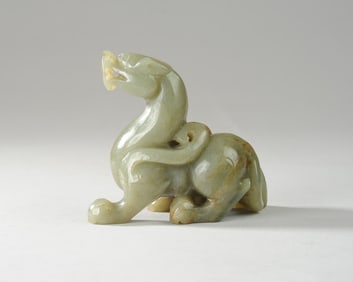 Chinese Green Jade Carving of a Dragon