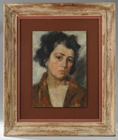 Mid 20th C. Oil on Board Portrait of a Lady