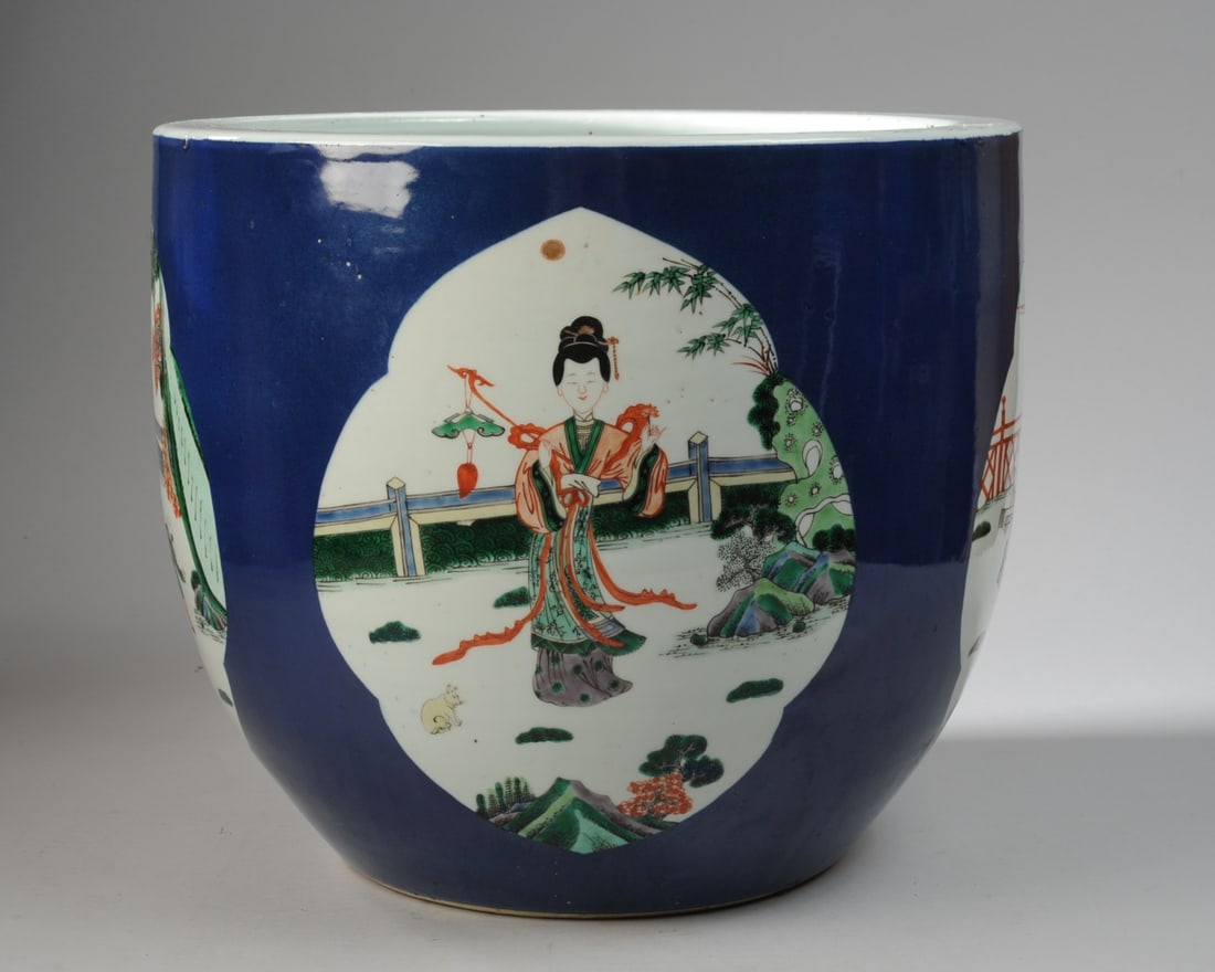 Chinese Powder Blue Porcelain Fish Bowl