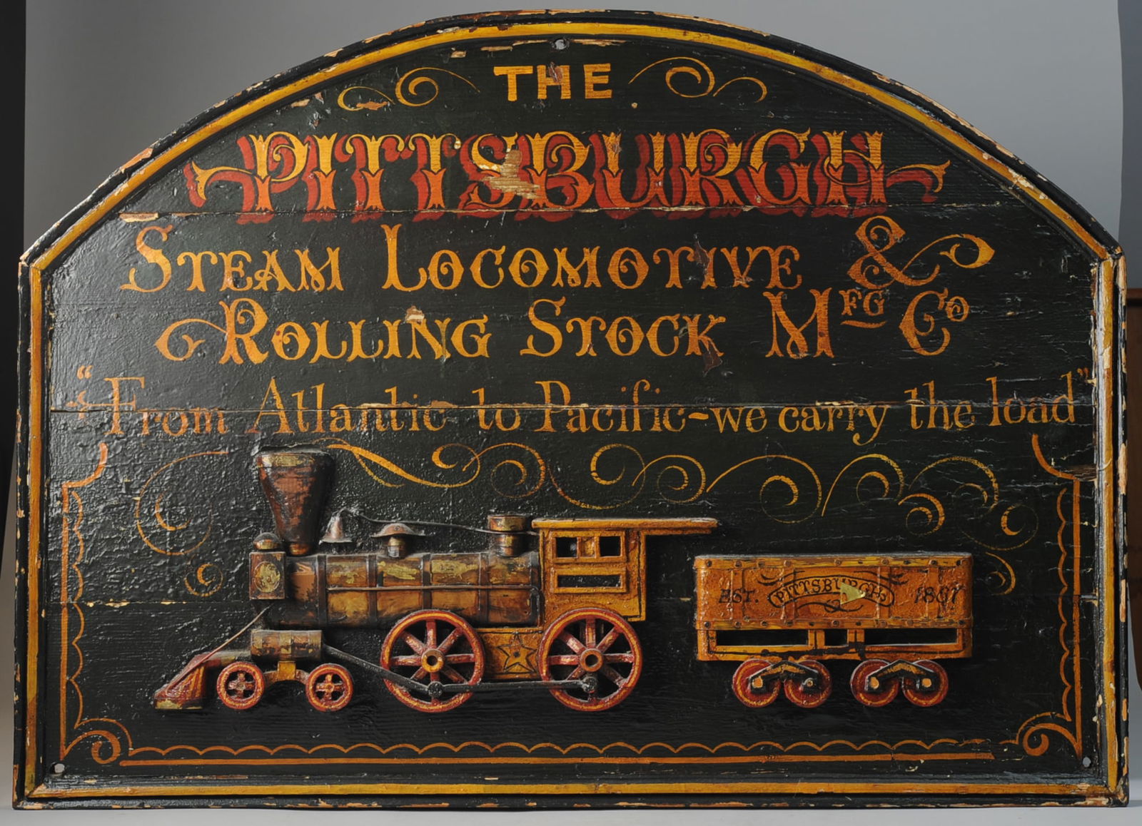 Folk Art Painted Wooden Railroad Trade-Style Sign (1 of 6)