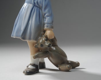 Dahl-Jensen Copenhagen Figurine Girl w/ Teddy Bear