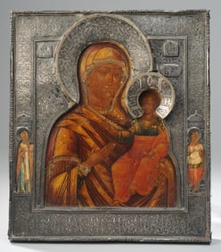 18th C. Russian Icon, Silver Riza