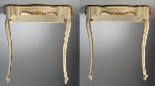 Pair of Italian Painted and Gilt Console Tables