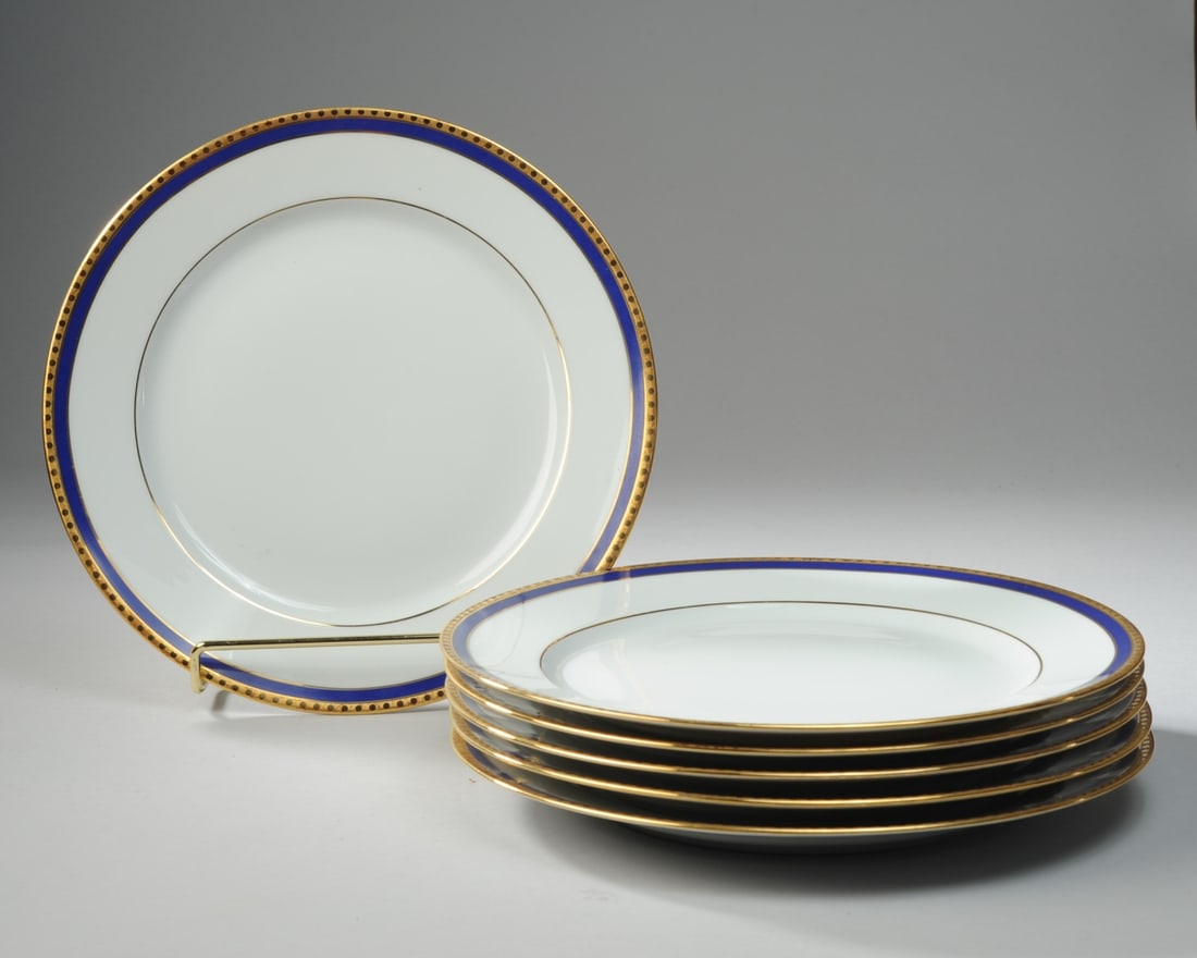 6 Tiffany & Co "Blue Band" Dinner Plates, Limoges (1 of 6)
