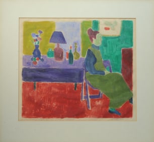 Sally Turner Monoprint "Woman Waiting"