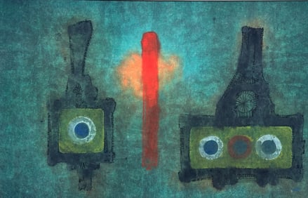 Ming Wang (1921 - 2016) Big 1968 Abstract Painting