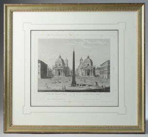 Pair of 19th C. Roman Architectural Etchings
