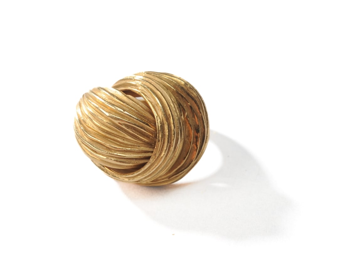 18k Yellow Gold Carl Bucherer Ring: Marked CB 750, size approx. 7 1/2, in original box. Weight: approx. 20.4 grams. Seamless shipping is available through LiveAuctioneers at checkout, but you are welcome to arrange your own shipping if