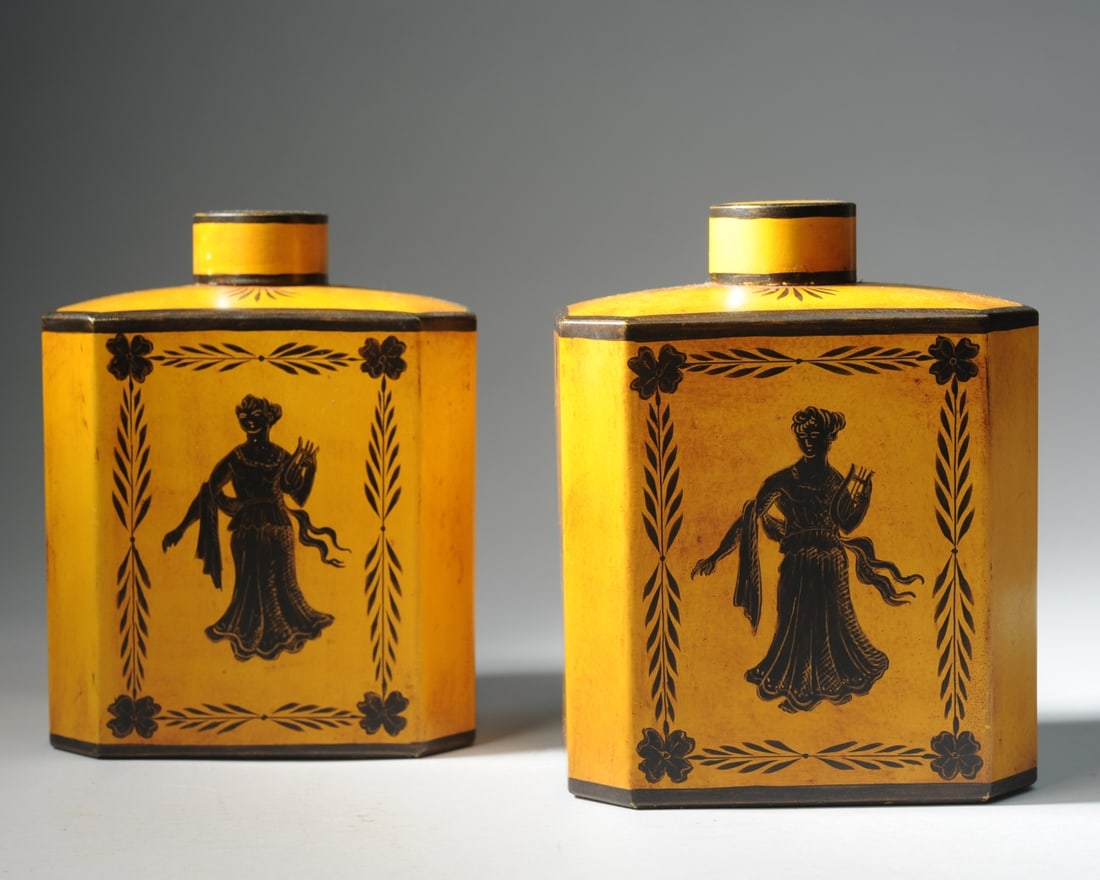 Pair French Tole Tea Caddies / Cannisters (1 of 3)
