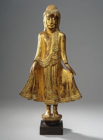 Large Burmese Mandalay Gilt Lacquer Buddha