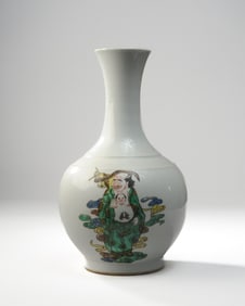 Chinese Famille Verte Porcelain Pear Shaped Vase
