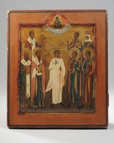 Russian Icon, Guardian Angel and Six Saints