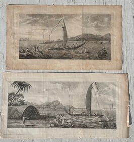18th C. Engravings Capt Cook, Ulietea, Matavia
