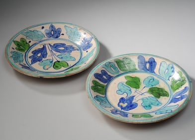Pair Multan Glazed Pottery Plates