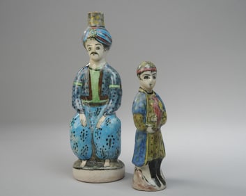 Qajar Persian Glazed Pottery Figures