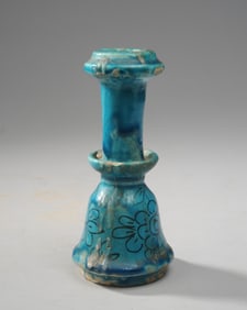 Persian Turquoise Blue Glaze Candlestick