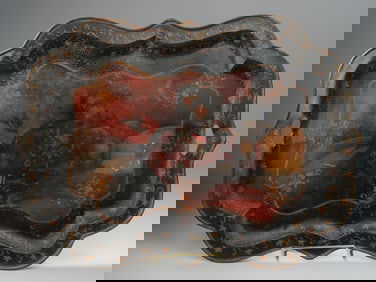 19th C. Russian Tole Painted Portrait Tray