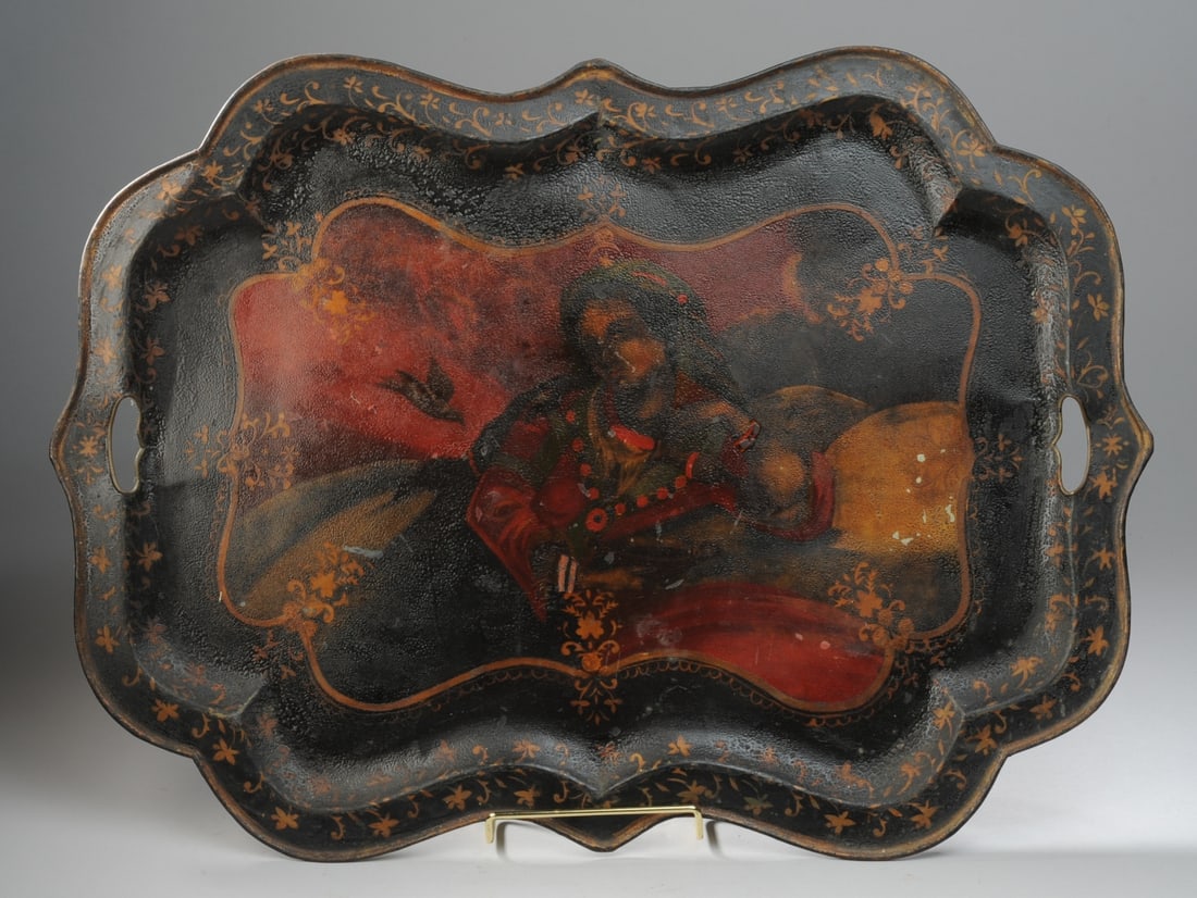 19th C. Russian Tole Painted Portrait Tray (1 of 6)