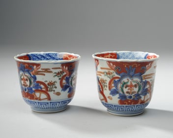 Pair Antique Japanese Imari Fuki Koshun Cups