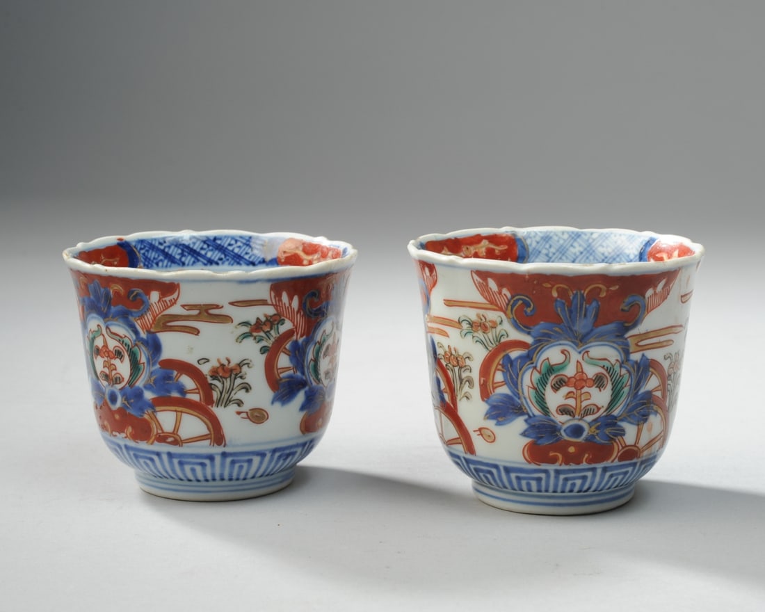 Pair Antique Japanese Imari Fuki Koshun Cups (1 of 9)
