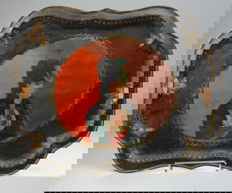 19th C. Russian Tole Painted Portrait Tray