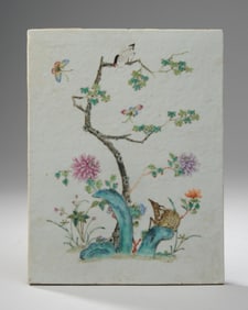 19th C. Chinese Famille Rose Porcelain Plaque
