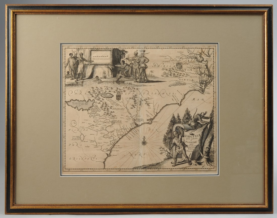 1671 Arnoldus Montanus Map, Virginia & Florida (1 of 7)