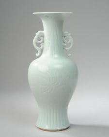 Chinese Carved Celadon Yen Yen Vase