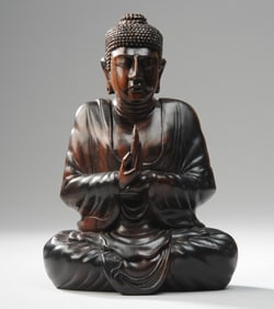 Vintage Carved Balinese Macassar Ebony Buddha