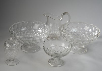 Flint Glass Thumbprint Honeycomb Grouping