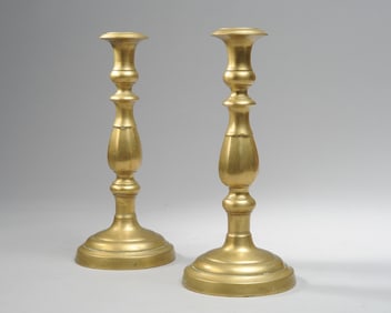 Pair 18th C. Brass Candlesticks