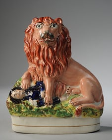 19th C. Staffordshire Lion Defeating Napoleon III