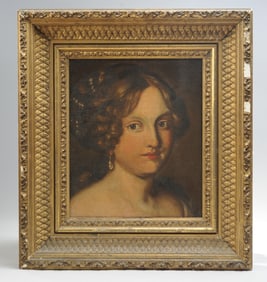 Antique Oil on Canvas Portrait of a Lady