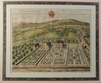 Two Johannes Kip Antique Hand Colored Engravings