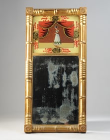 19th C. American Giltwood Eglomise Mirror