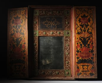 Persian Qajar Painted Mirror Cabinet