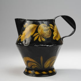 Tole Painted Tin Pitcher