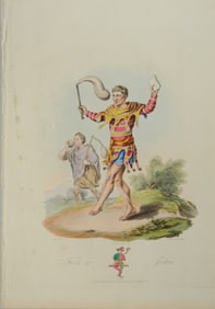 Hand Colored Print of a 13th C. Jester