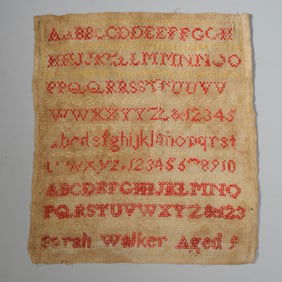 Unframed 19th C. School Girl Sampler